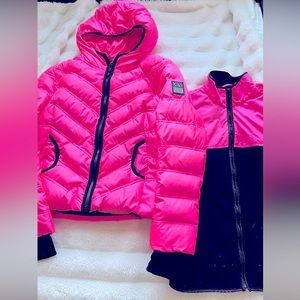 VSX Sport hot pink black down hooded jacket with vest